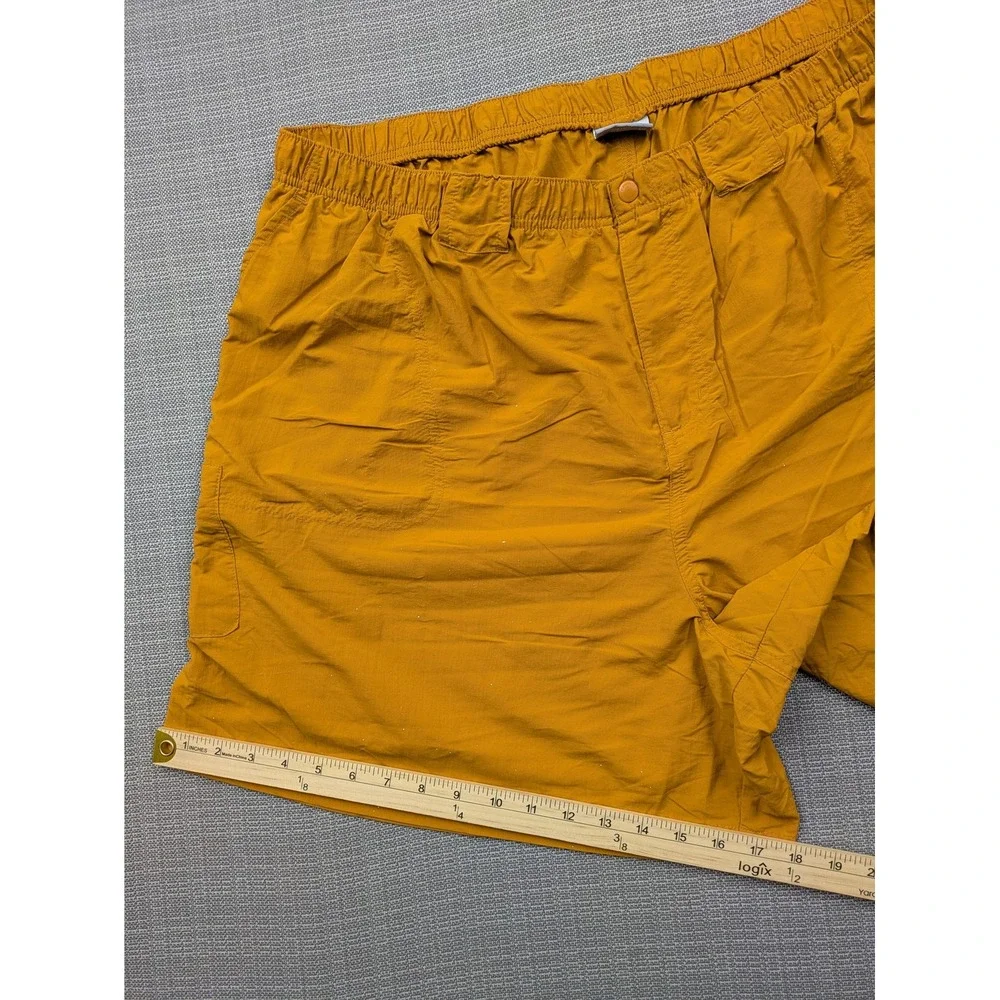 Columbia Cargo Shorts Mens 3XL Yellow Nylon Elastic Waist 6 Inseam Quick Dry
